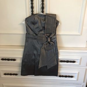 Gun metal strapless dress